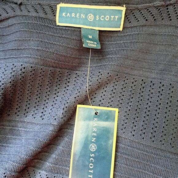 Karen Scott Open Front Knit Cardigan - Picture 2 of 7